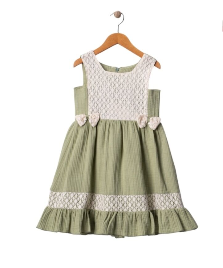 ROBASİ DANTELLİ ELBİSE YEŞİL (5 Y-6Y-7Y-8Y)