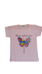 KELEBEK TİŞÖRT PEMBE  (3 Y-4Y-5Y-6Y-7Y-8Y-9Y-10Y-11Y-12YAŞ)